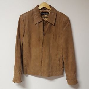 Pamela McCoy brown ostrich leather jacket